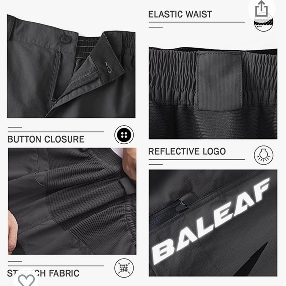 BALEAF Men's Mountain Bike Shorts Loose Fit MTB Cycling Pants Quick Dry Elastic - Picture 4 of 7